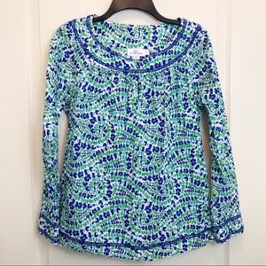 Vineyard Vines Blue and Green Top Blouse Medium